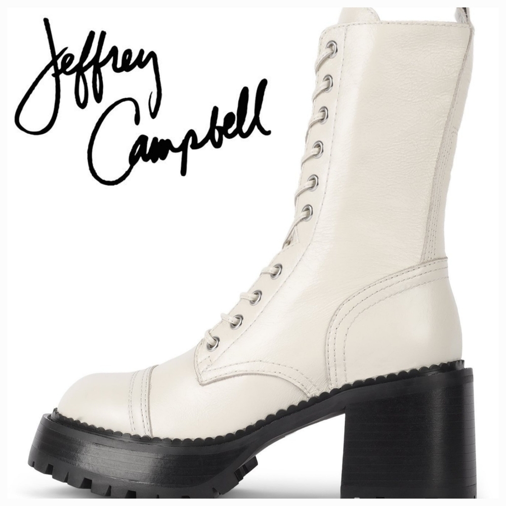 NEW Jeffrey Campbell Locust Platform Lug Sole Combat Boots Ivory Grunge 90's Y2K